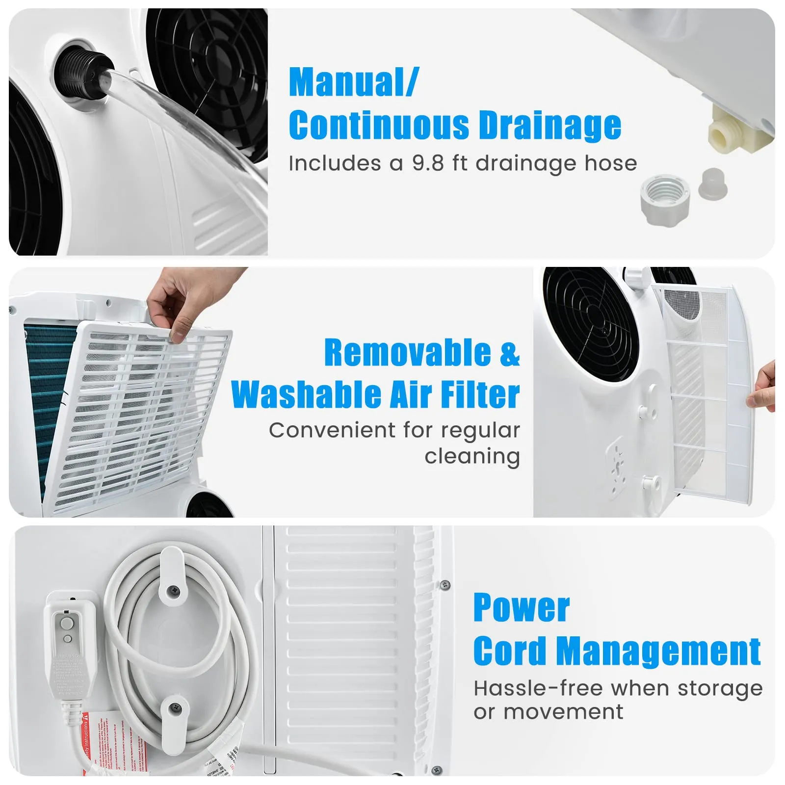 12000 BTU Portable Air Conditioner, with Dual Hose, Remote Control