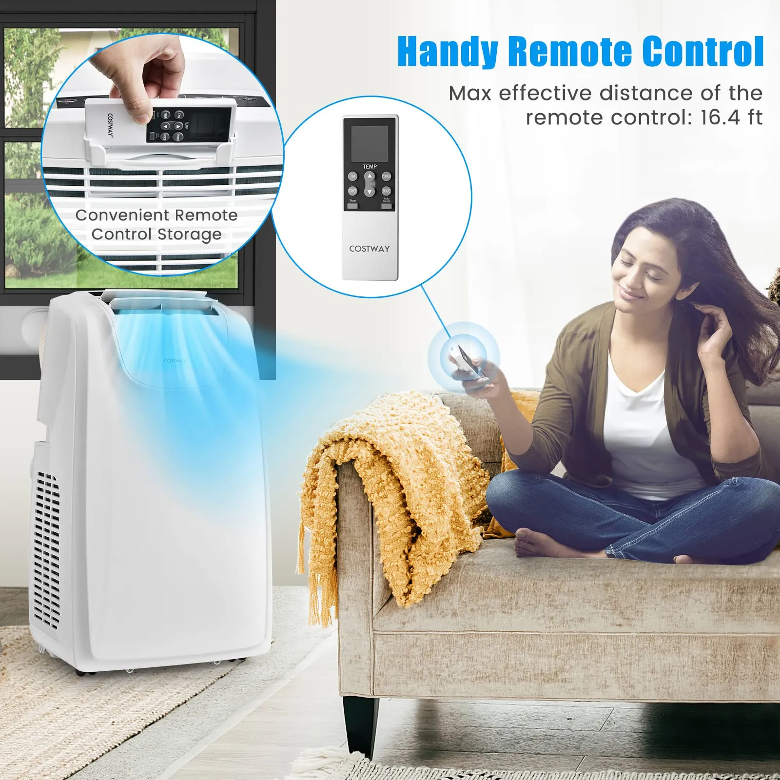 12000 BTU Portable Air Conditioner, with Dual Hose, Remote Control