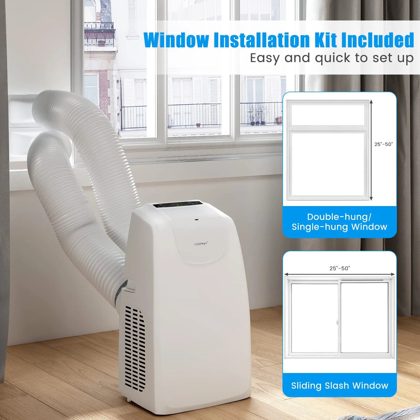 12000 BTU Portable Air Conditioner, with Dual Hose, Remote Control