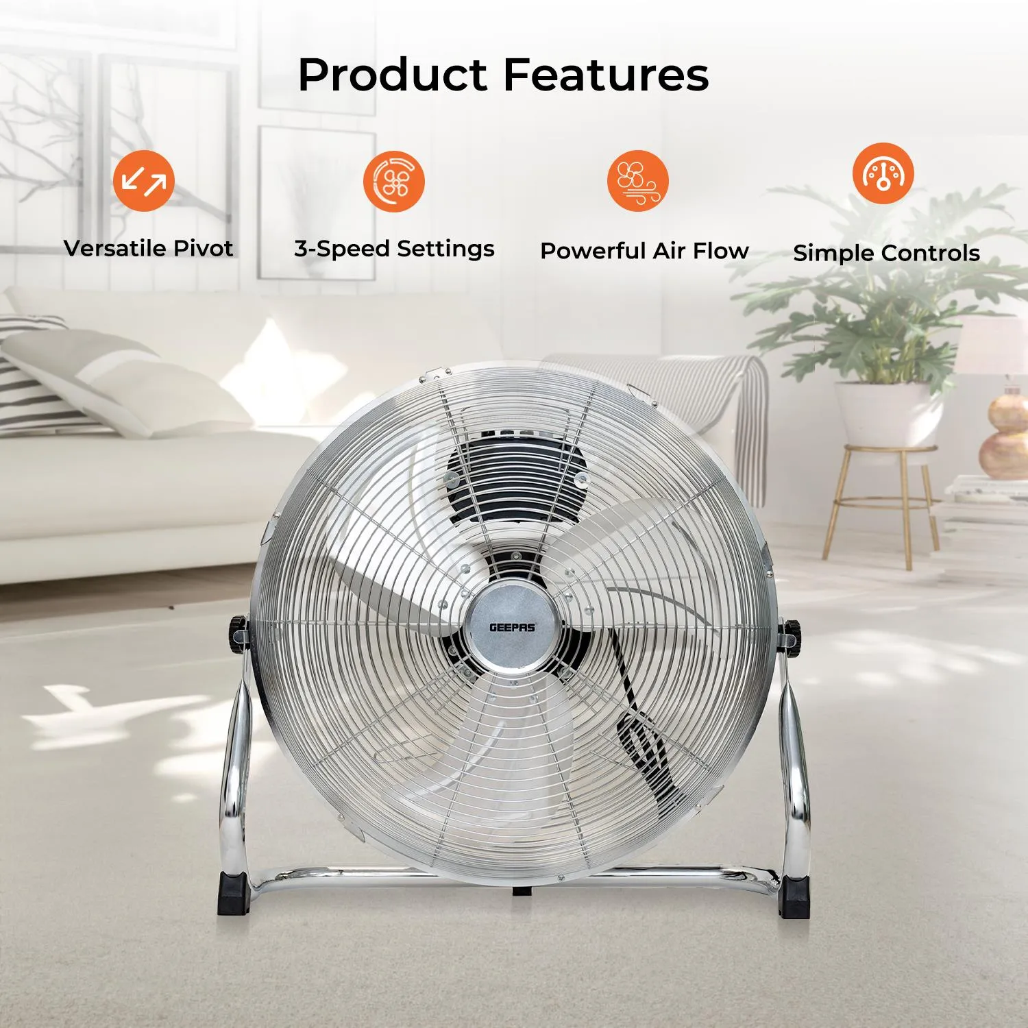 12" and 16" Three-Speed Electric Metal Floor Fan