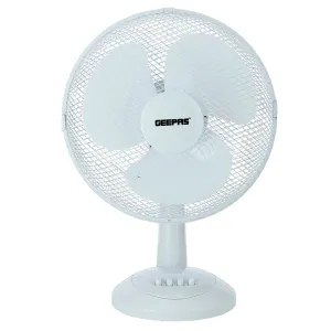 12" White Oscillating Desk Fan