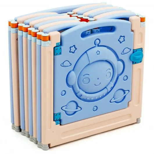 14-Panel Foldable Playpen Kids Activity Center with Lockable Door