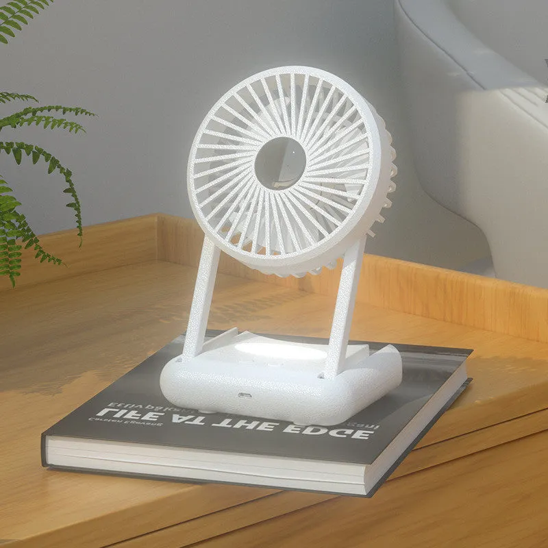 23 Hours Mini Silent Handheld Fan LED Night Light Fan Desktop Folding Small Electric Fan Portable Fan