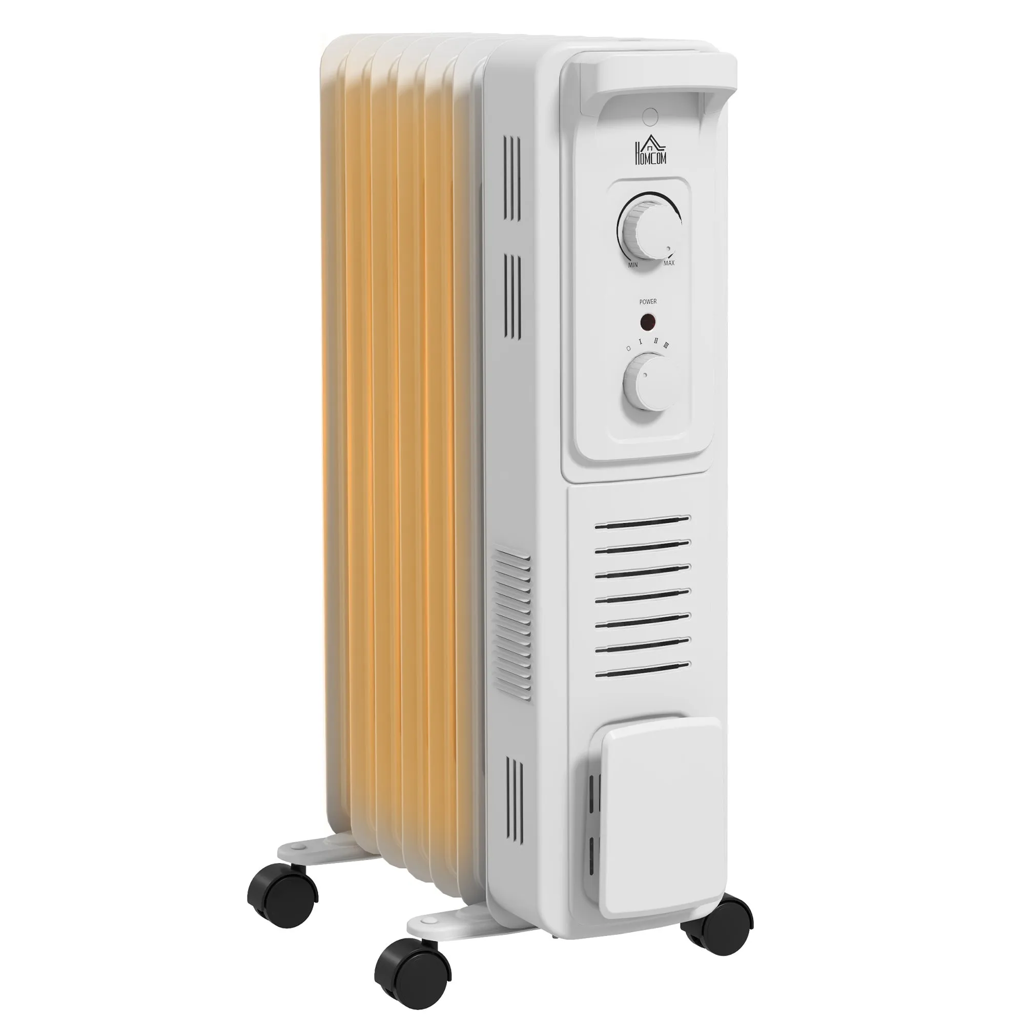 7 Fin Portable Oil Filled Heater Radiator, Energy Efficient, White