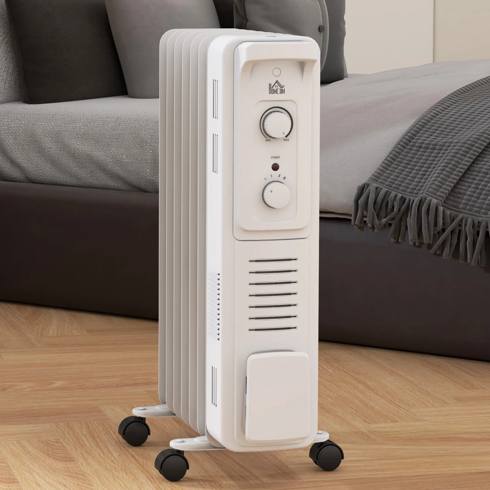 7 Fin Portable Oil Filled Heater Radiator, Energy Efficient, White