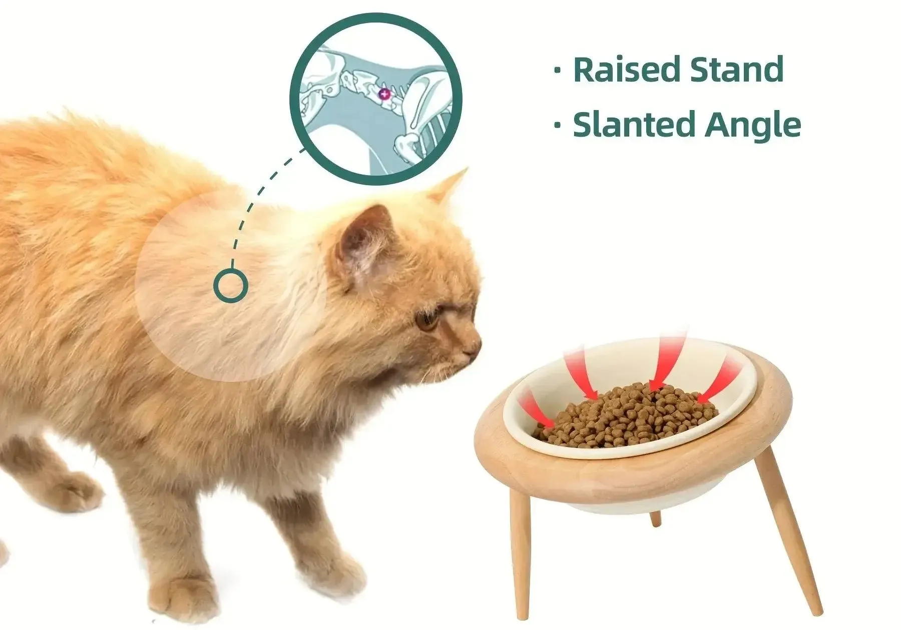 Adjustable Ceramic Elevated Pet Bowl for Cats & Dogs