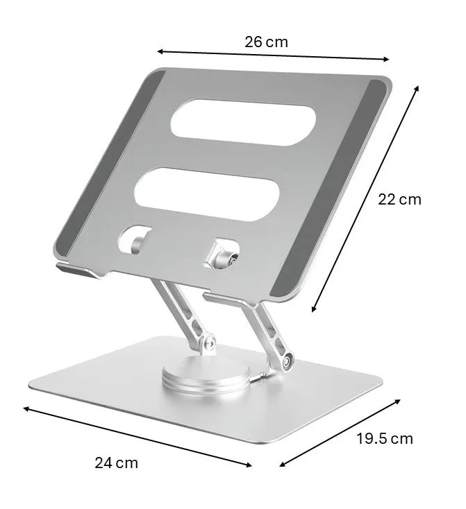 Adjustable Laptop Stand Modern | Strong For Desk With 360°Rotating Base, Ergonomic Laptop Riser For Collaborative Work, Portable Foldable Computer Stand Fits For - MacBook, Pro/Air, Laptops  0086Silver