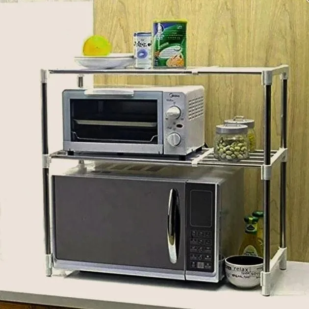 Adjustable Stainless Steel Microwave Oven Rack - 2 Tier