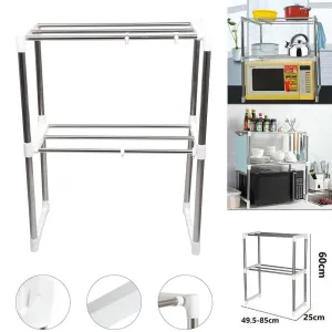 Adjustable Stainless Steel Microwave Oven Rack - 2 Tier