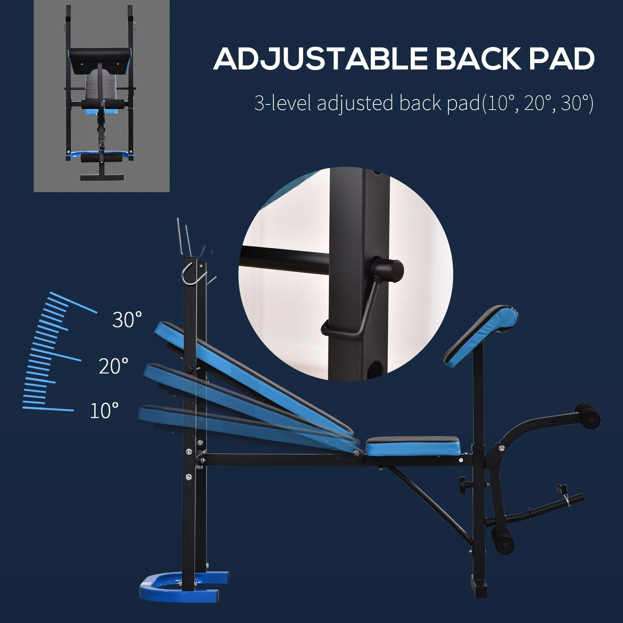 Adjustable Weight Bench with Leg Developer Barbell Rack for Lifting and Strength Training Multifunctional Workout Station for Home Gym