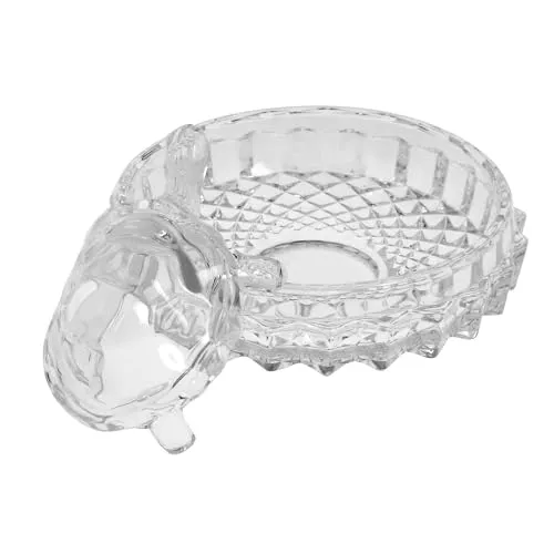 Alusters Crystal Tortoise Glass Kachua with Beautiful Bowl Plate Fengshui Vastu Set for Good Luck Feng Shui Turtle Best Gift Office Showcase Showpiece & Home Decor (Round Plate)