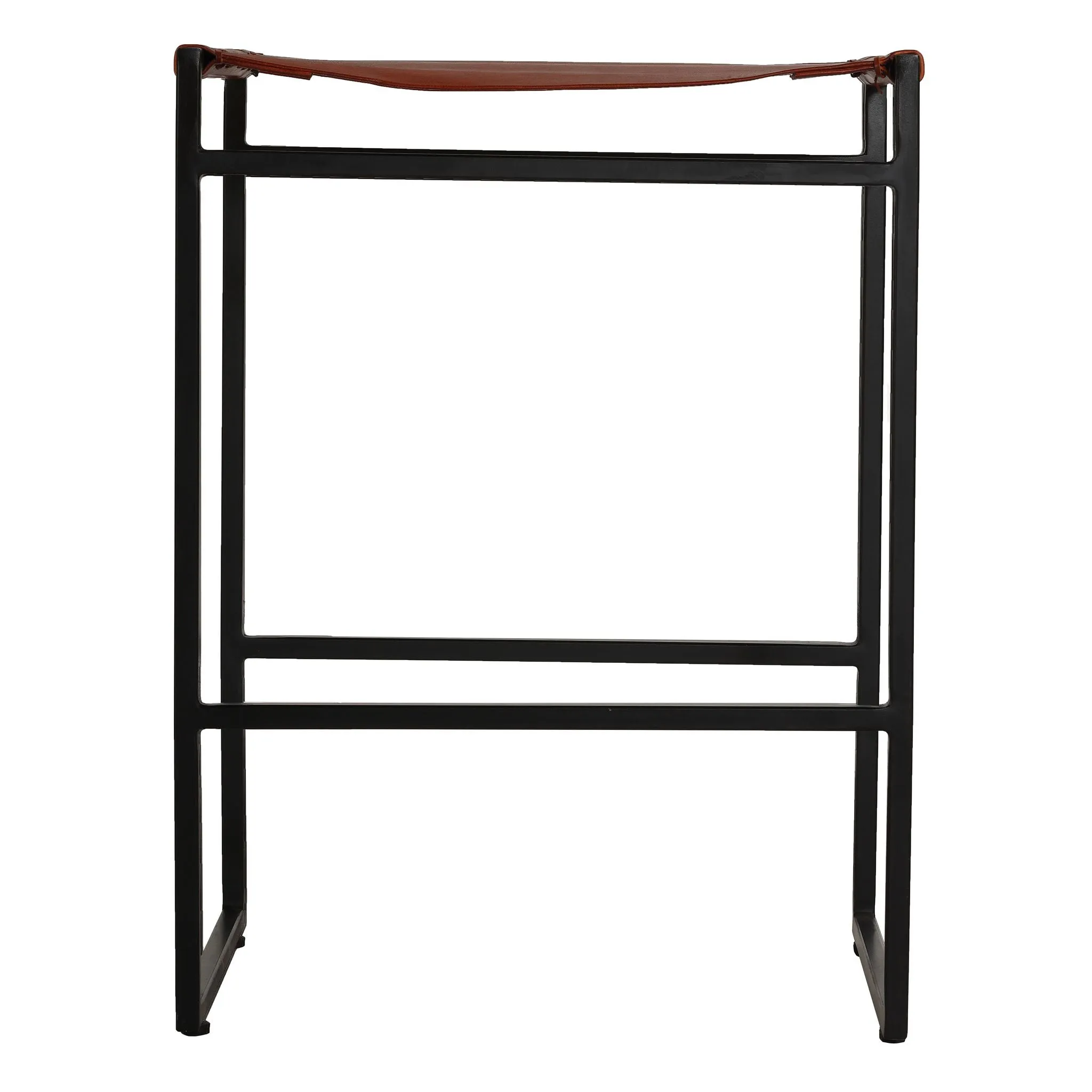 Bare Decor Lakewood Leather top with metal base Counter Height Stool, Brown