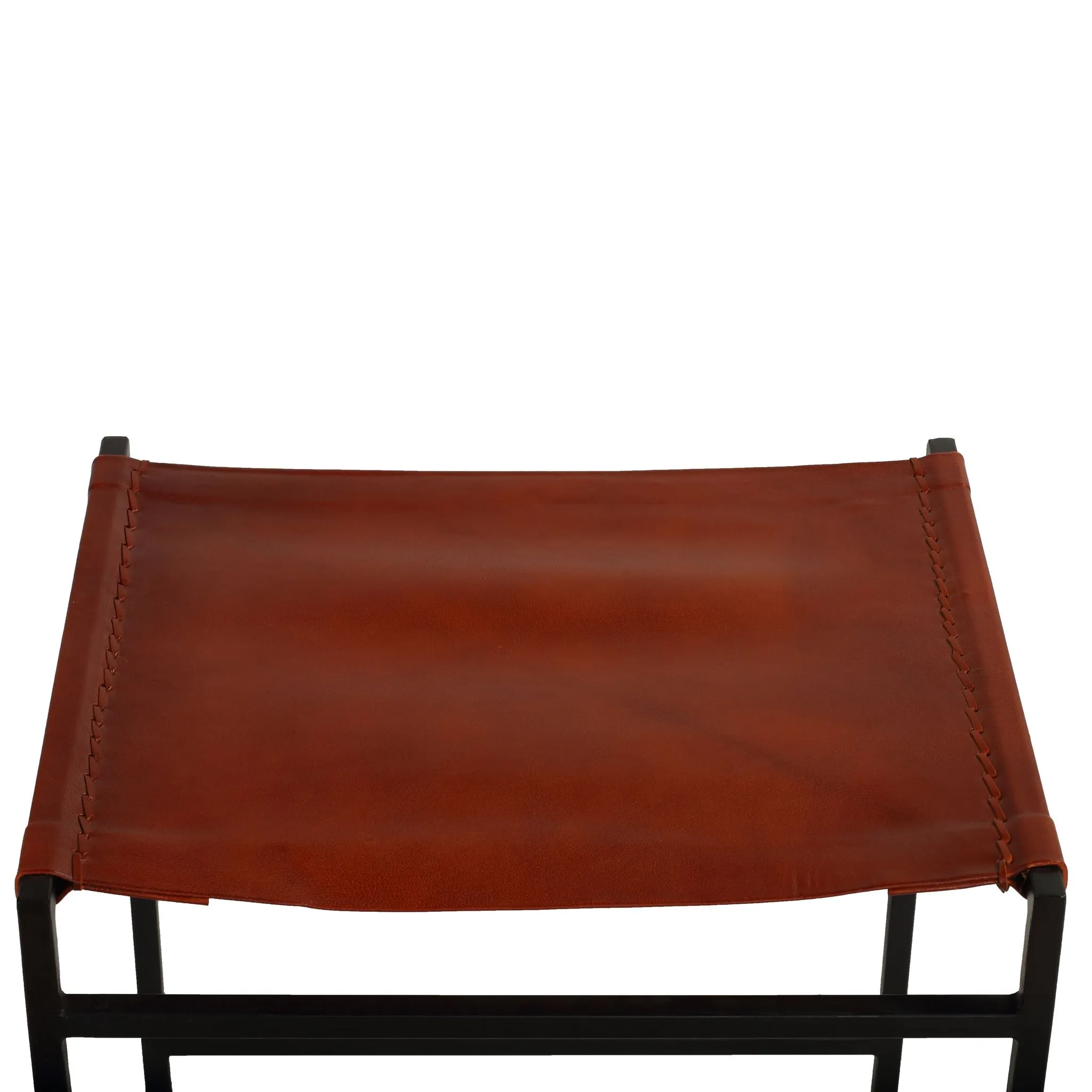 Bare Decor Lakewood Leather top with metal base Counter Height Stool, Brown