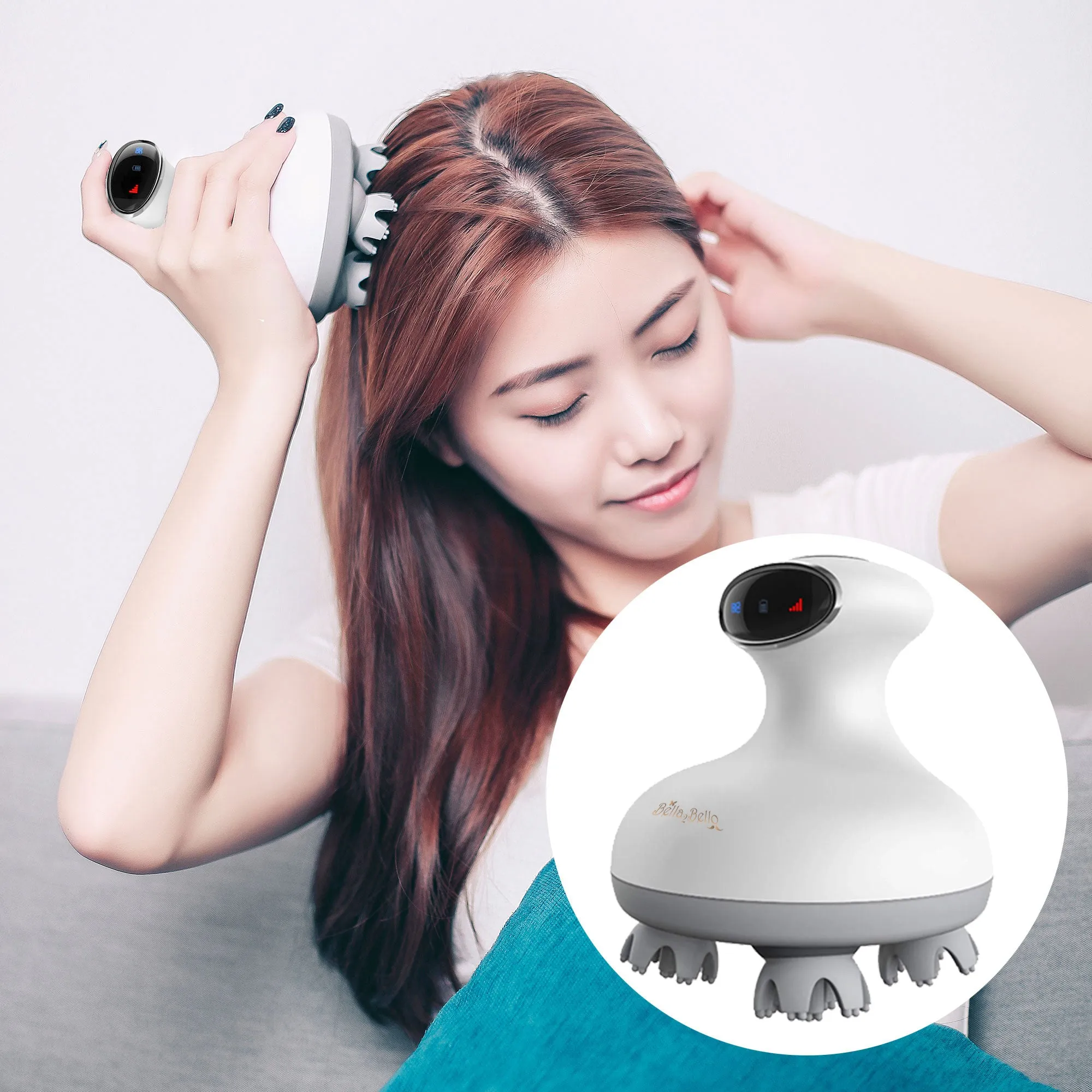 Bella Armona Electric Wireless Portable 3D Vibrating Scalp Head and Body Massager