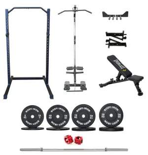 Body Iron CX22 Half Rack Elite Set   120kg Olympic Barbell & Bumper Plate Set