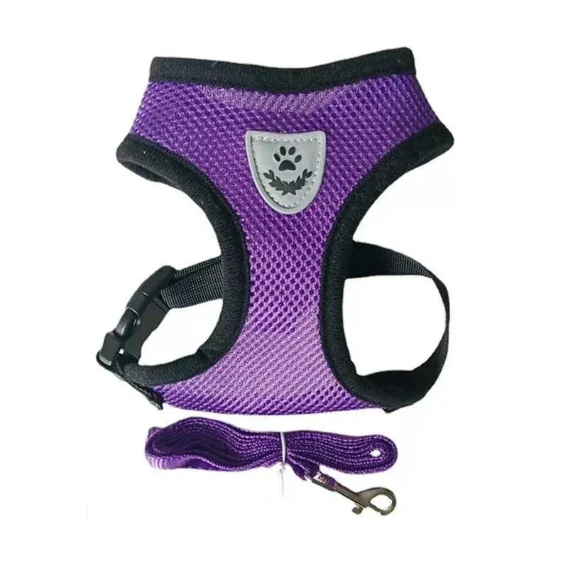 Breathable Nylon Mesh Harness with Leash: Lightweight & Adjustable for Small Dogs