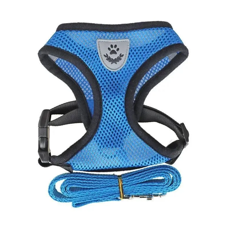 Breathable Nylon Mesh Harness with Leash: Lightweight & Adjustable for Small Dogs