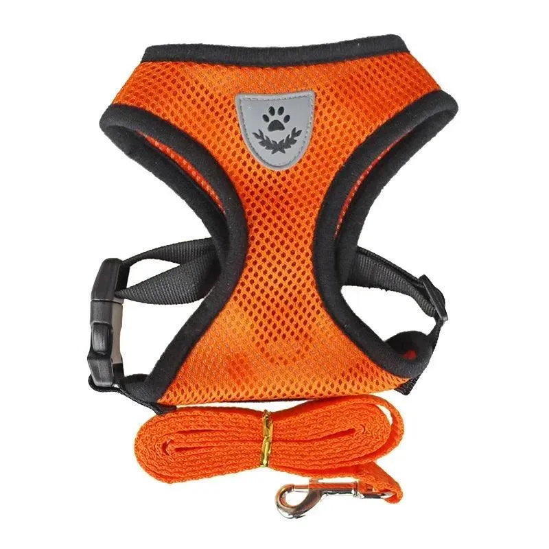 Breathable Nylon Mesh Harness with Leash: Lightweight & Adjustable for Small Dogs