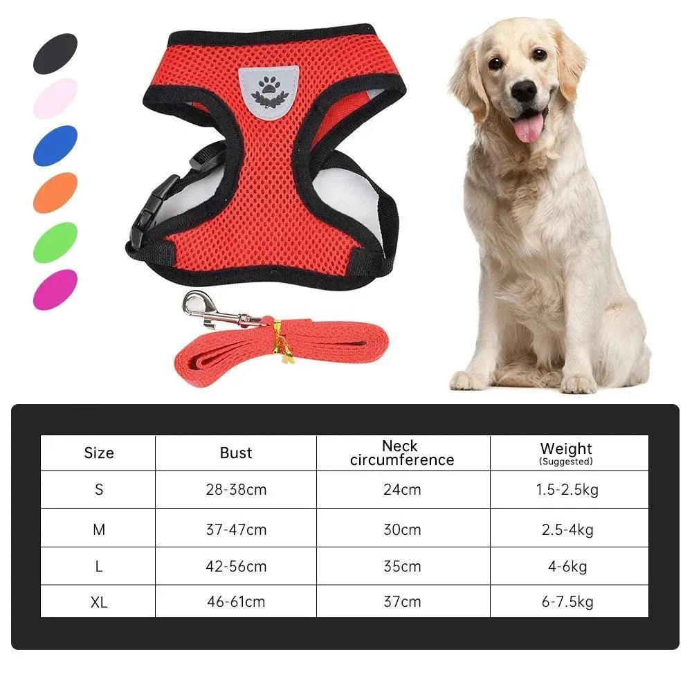 Breathable Nylon Mesh Harness with Leash: Lightweight & Adjustable for Small Dogs