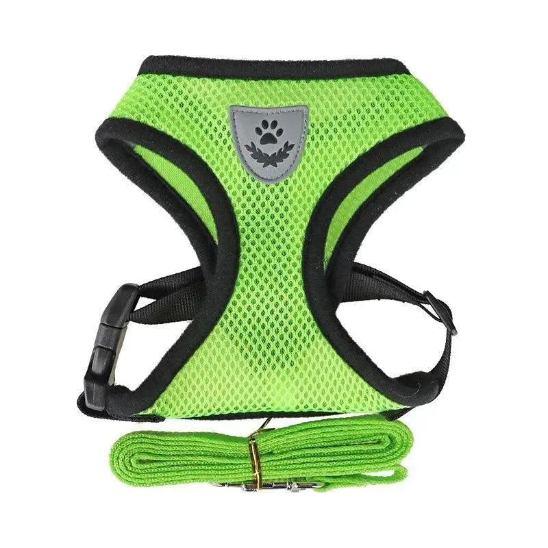 Breathable Nylon Mesh Harness with Leash: Lightweight & Adjustable for Small Dogs