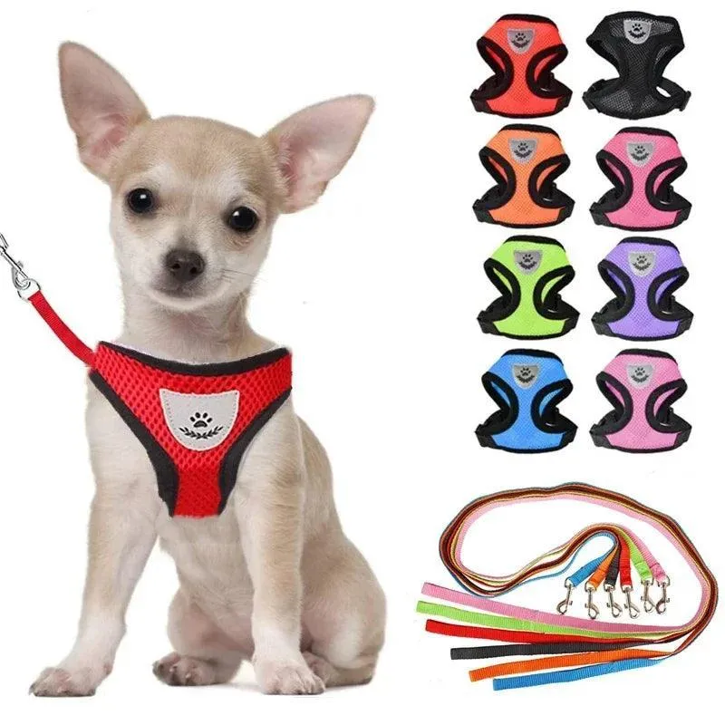 Breathable Nylon Mesh Harness with Leash: Lightweight & Adjustable for Small Dogs