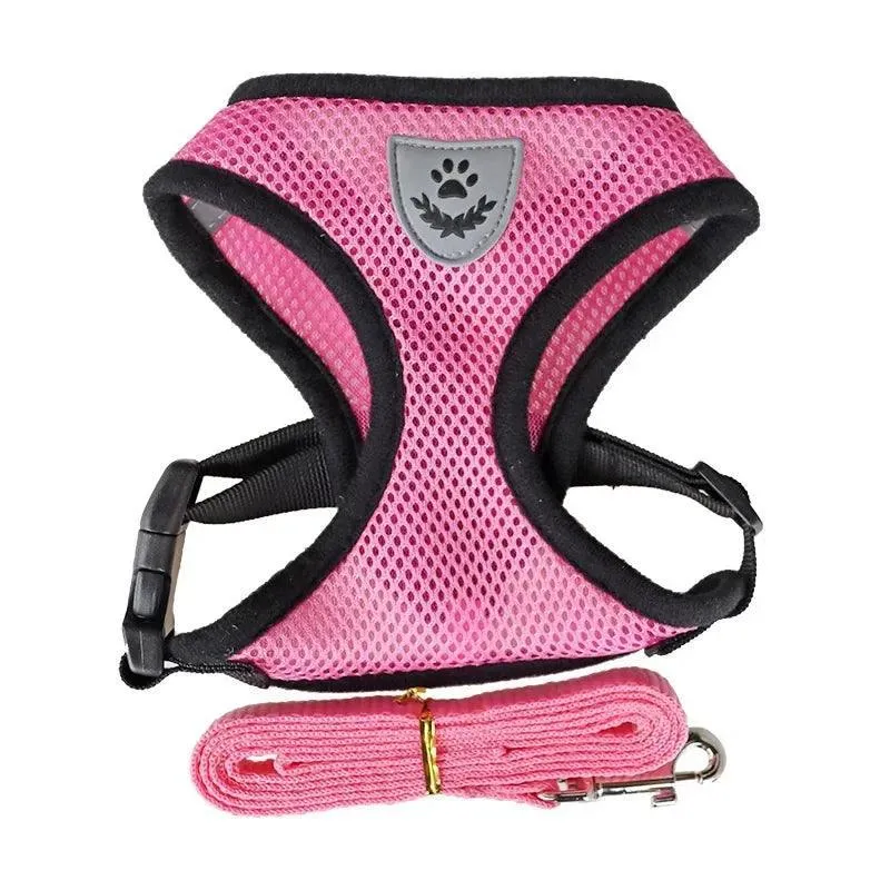 Breathable Nylon Mesh Harness with Leash: Lightweight & Adjustable for Small Dogs