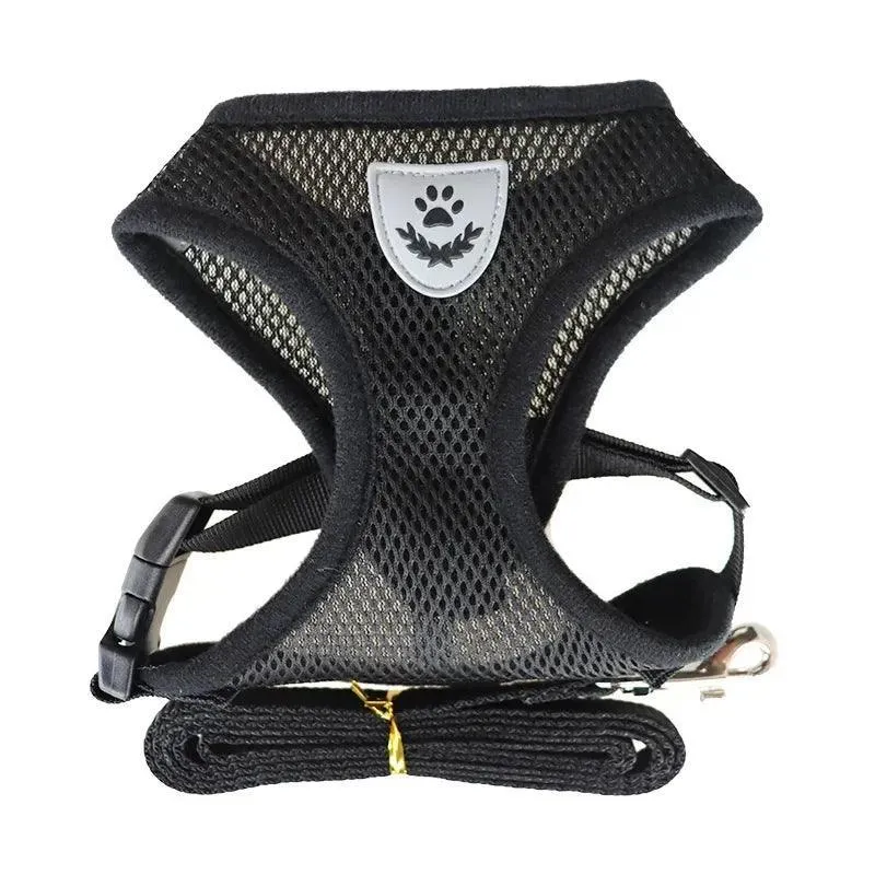 Breathable Nylon Mesh Harness with Leash: Lightweight & Adjustable for Small Dogs