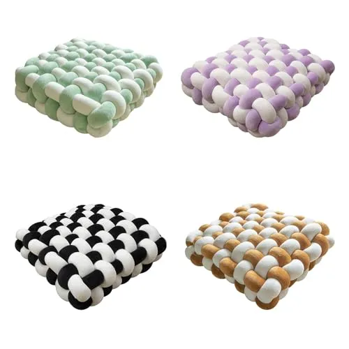 CALANDIS® Knot Pillow Household for Boys Girls Handmade Braided Knit Plush Pillow White and Black | 1 Knot Pillow