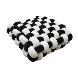 CALANDIS® Knot Pillow Household for Boys Girls Handmade Braided Knit Plush Pillow White and Black | 1 Knot Pillow