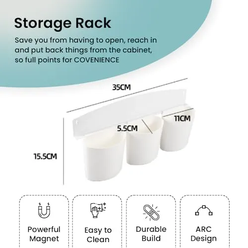 CHESTON Magnetic Storage - Durable Organizer for Metal Surfaces: Refrigerators, Microwaves, oven, Washing Machines (Set of 2)