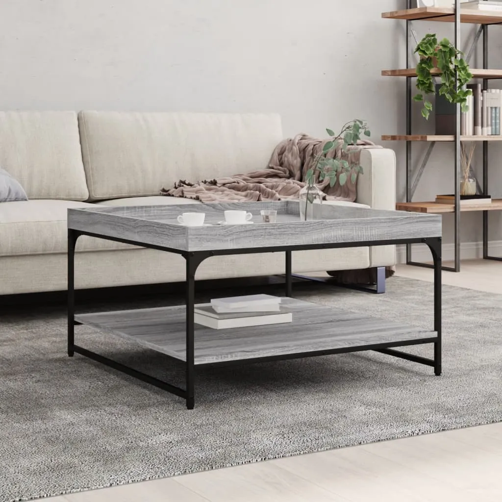 Coffee Table Grey Sonoma 80x80x45 cm Engineered Wood and Iron