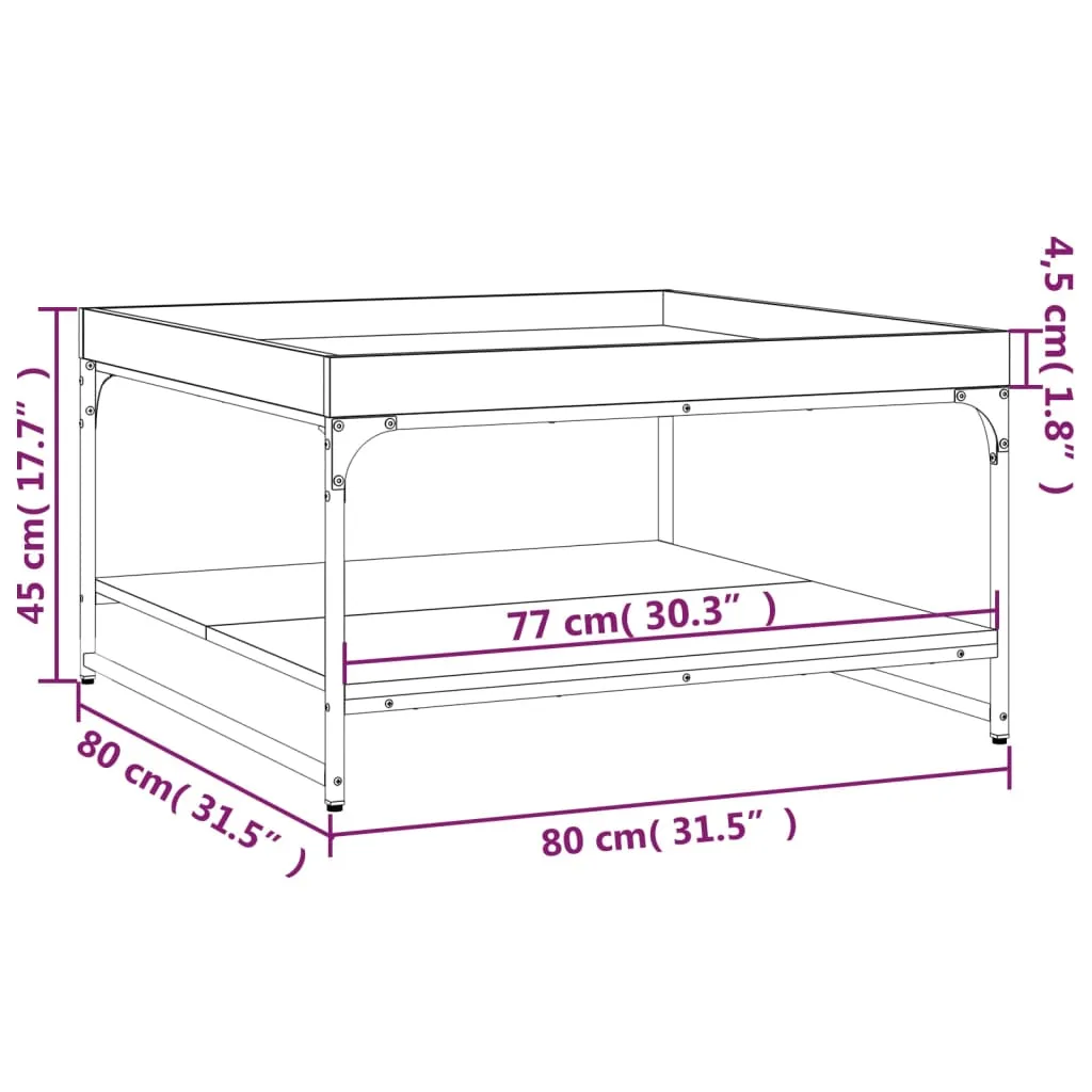 Coffee Table Grey Sonoma 80x80x45 cm Engineered Wood and Iron