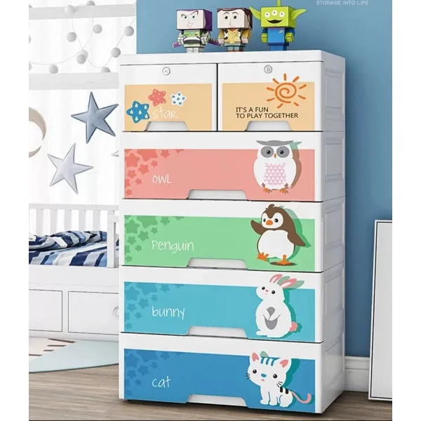 Collapsible Kids Clothing Wardrobe |Owl Print |Portable Waterproof Multipurpose Storage /Adjustable Almirah for Babies