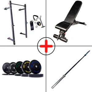 Compact Bumper Plate Home Gym Package   Pulley