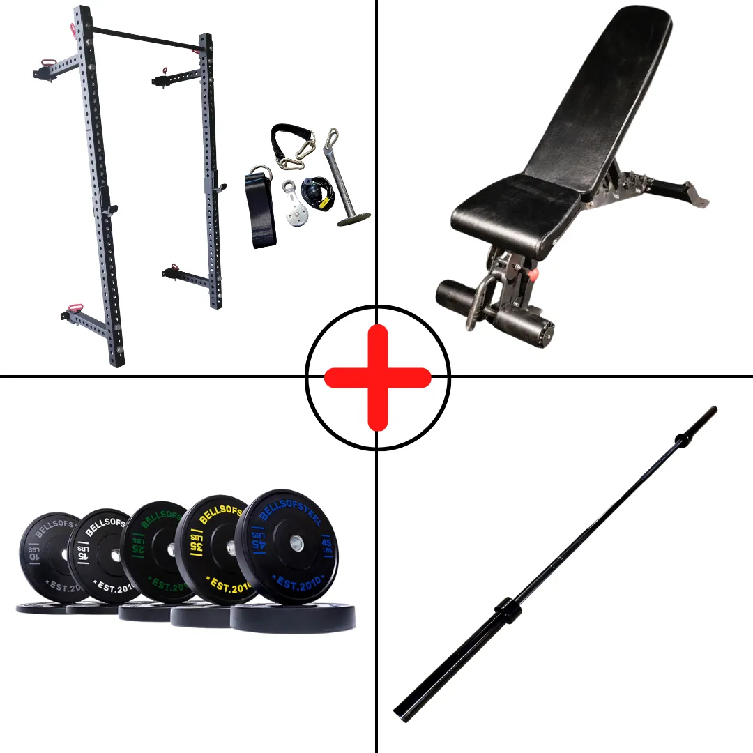 Compact Bumper Plate Home Gym Package   Pulley