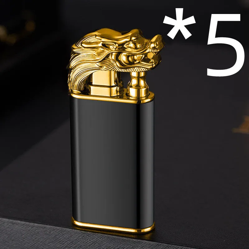 Creative Blue Flame Lighter Dolphin Dragon Tiger Double Fire Metal Winproof Lighter Inflatable Lighter