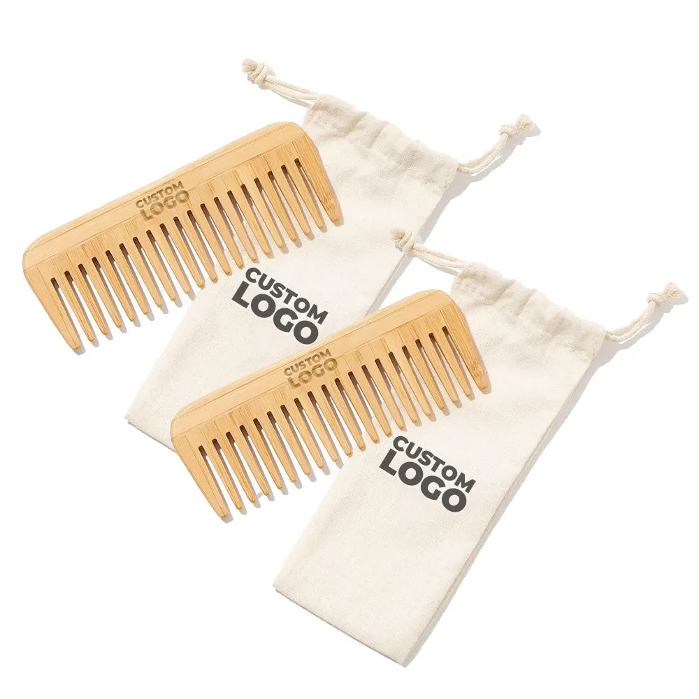 Customized Logo Wood Hair Comb and Bag