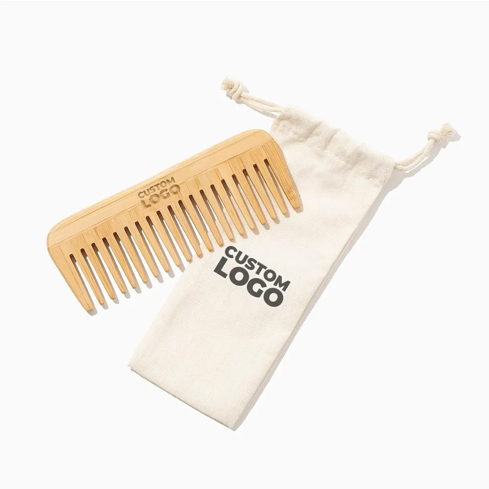 Customized Logo Wood Hair Comb and Bag