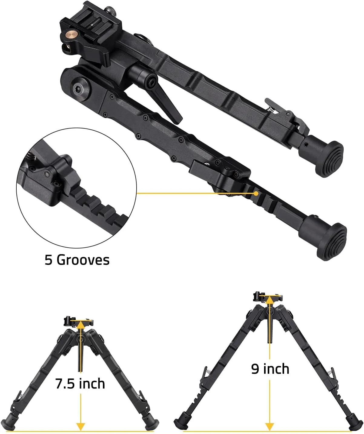 CVLIFE 7.5-9 Inch Bipod Lightweight Quick Detach Rifle Bipod