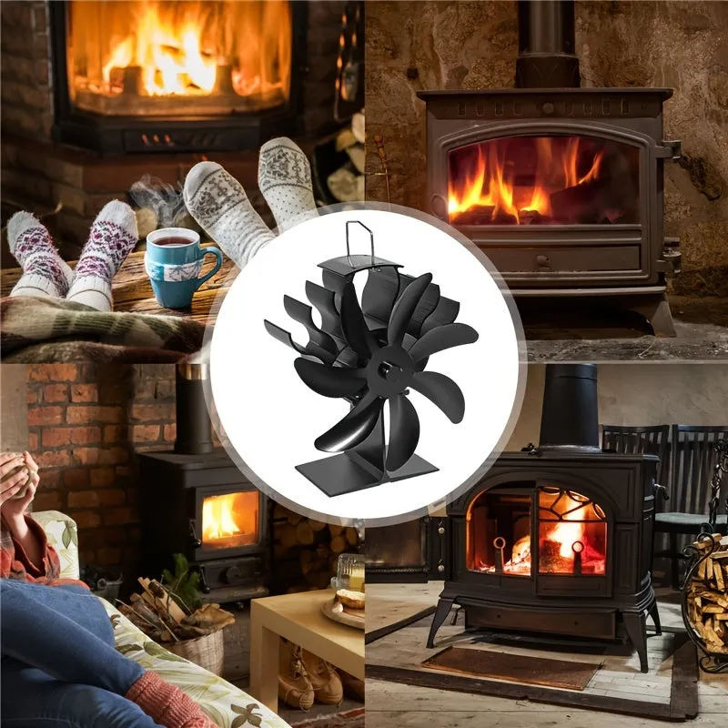 Efficient Heat Distribution with 7Blade Stove Fan  Perfect for Home Fireplace