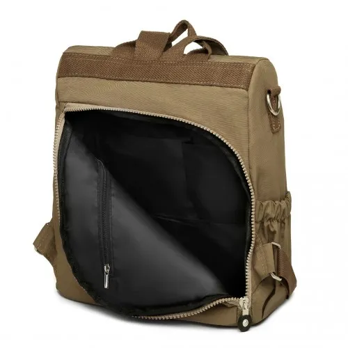 EH2107 - Kono Multi Way Anti-theft Waterproof Backpack Shoulder Bag - Khaki | Stylish & Versatile