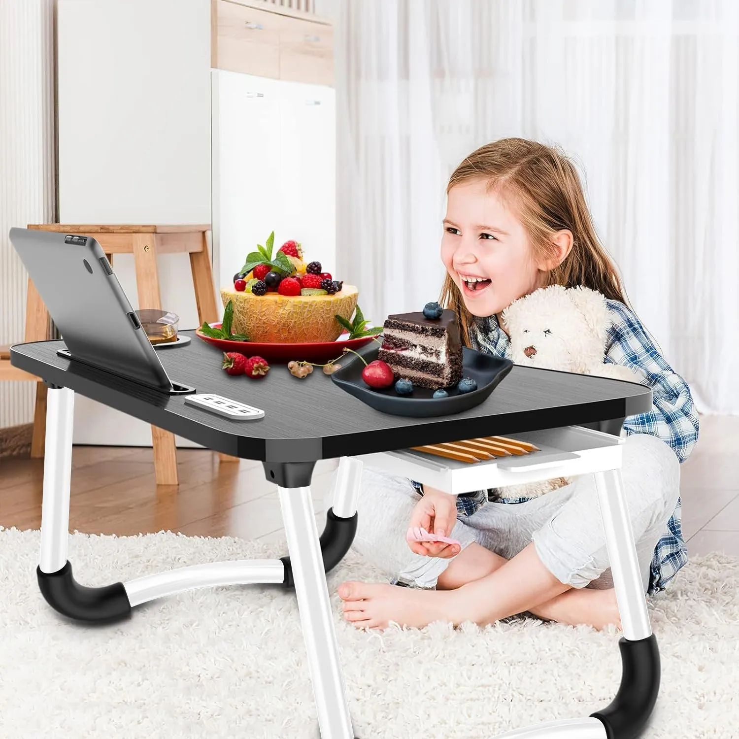 Foldable Laptop Desk Reading and Writing Holder with Drawer for Bed Couch Sofa Floor BN-LINK