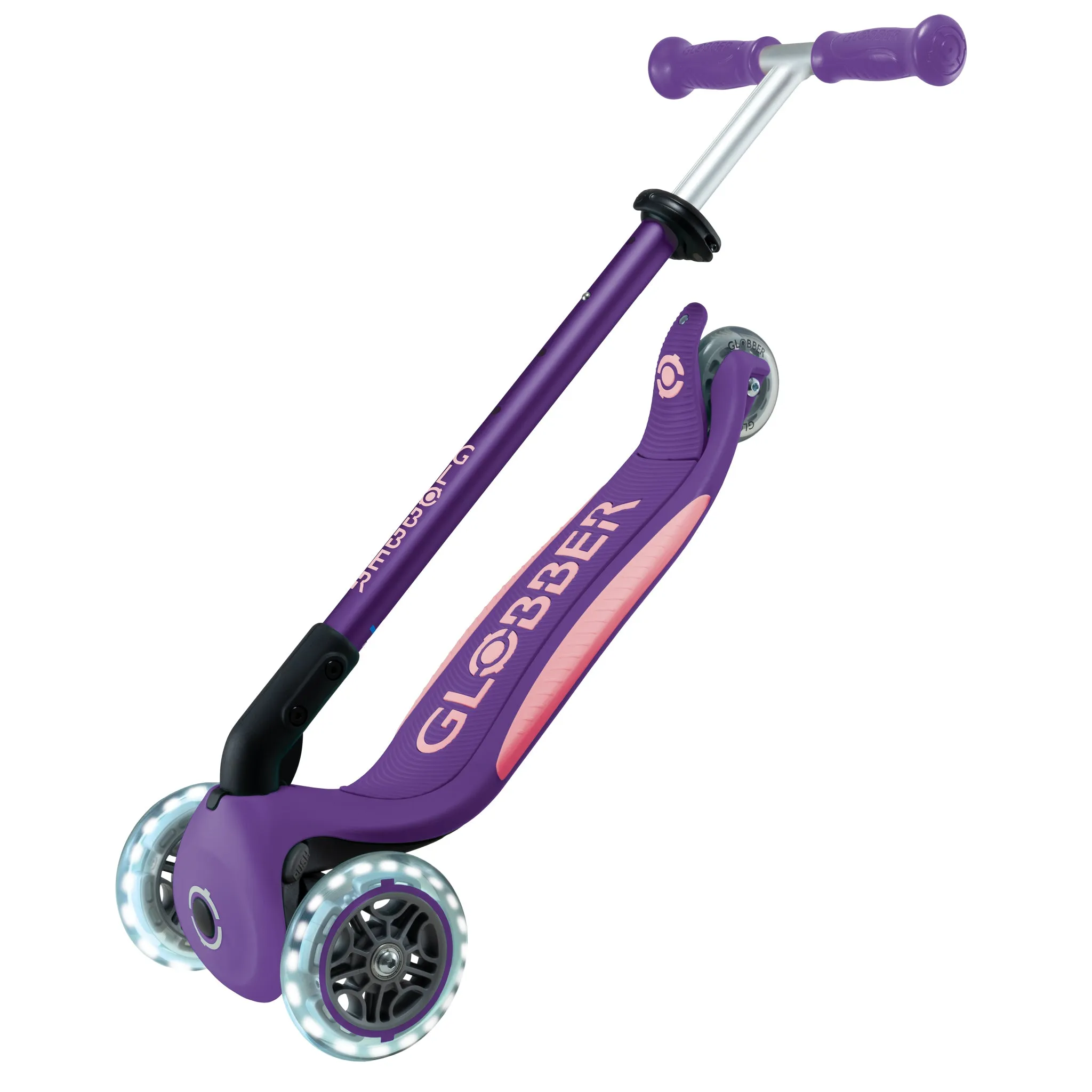 Globber Primo Foldable Plus Lights V2 - Purple/Pastel Pink