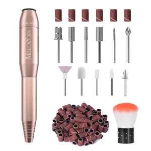 Gold Portable PC120I Electric Nail Drill Set for Acrylic & Gel Nails - Complete Manicure Tool