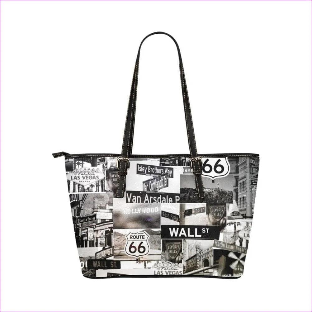 Greyed Streets Leather Tote