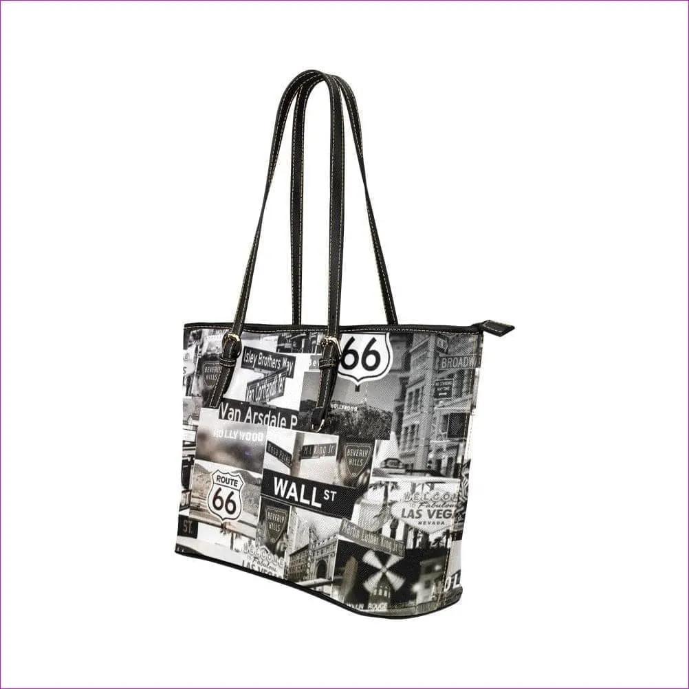 Greyed Streets Leather Tote