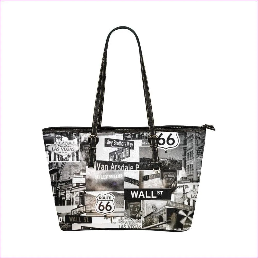 Greyed Streets Leather Tote