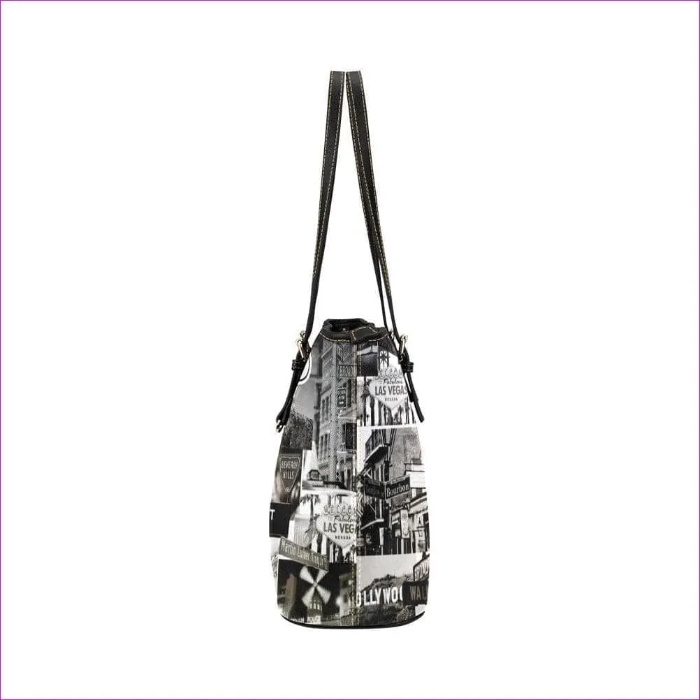 Greyed Streets Leather Tote