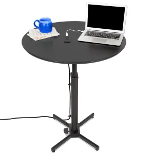 Height Adjustable Round Table with Built-In Charging