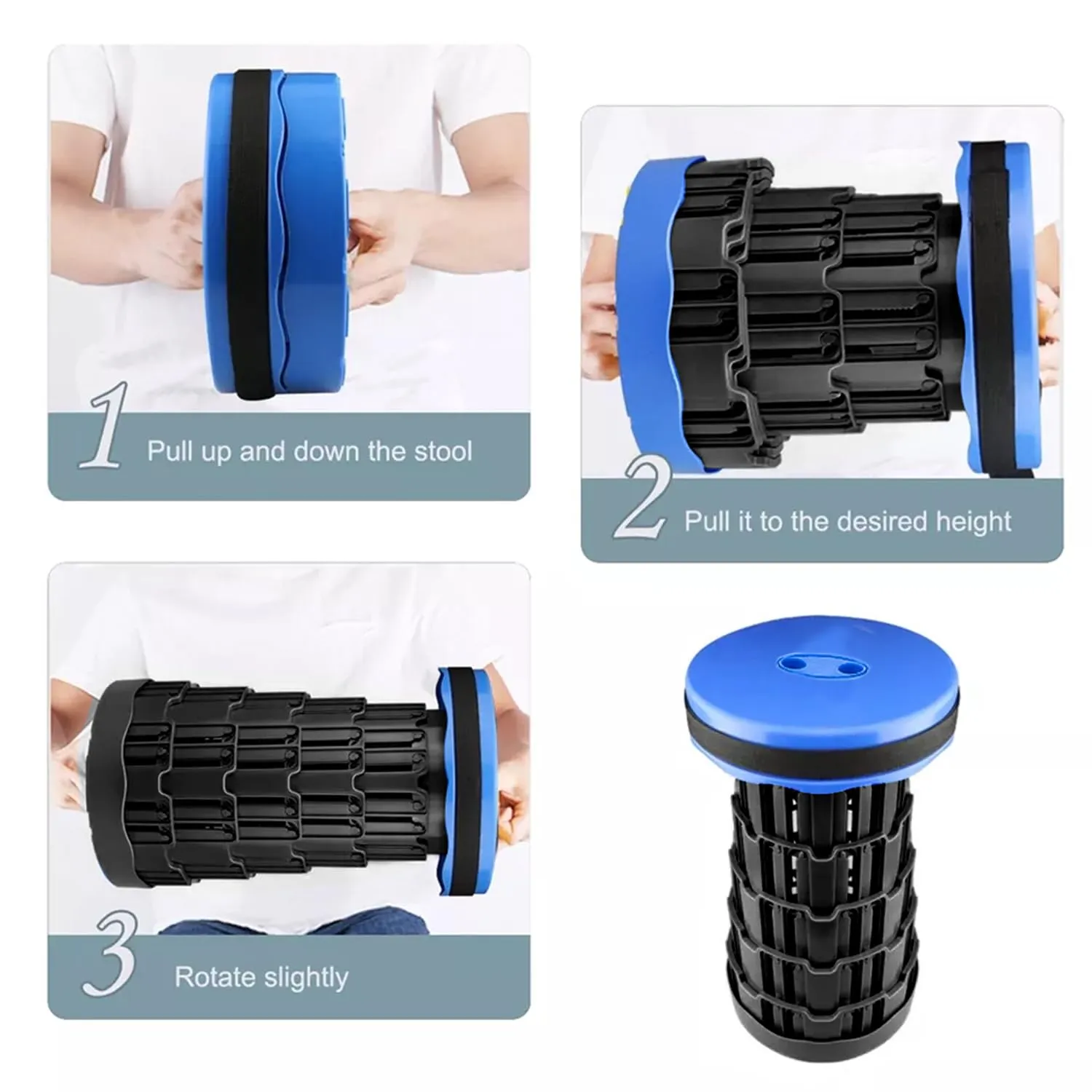 Homestic Telescopic Stool | Collapsible Camping Stool | Foldable Stool for Adults | Stool for Outdoor-Fishing-Hiking-Gardening-Travel | Portable Stool | KXM-2311A | Blue